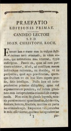 Praefatio Editionis Primae