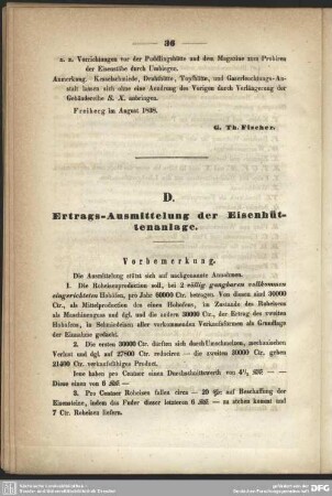D. Ertrags-Ausmittelung der Eisenhüttenanlage