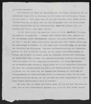 Brief von Thomas Barclay an Margarete Hauptmann