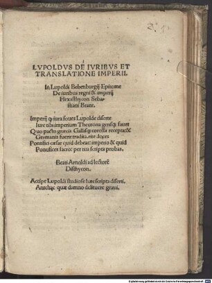 Lvpoldvs De Ivribvs Et Translatione Imperii