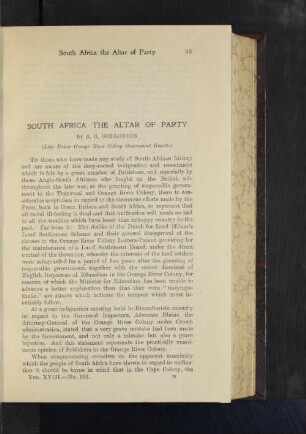 South Africa the Altar of Party