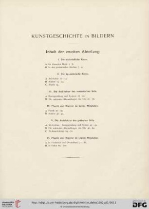 Inhalt der zweiten Abteilung