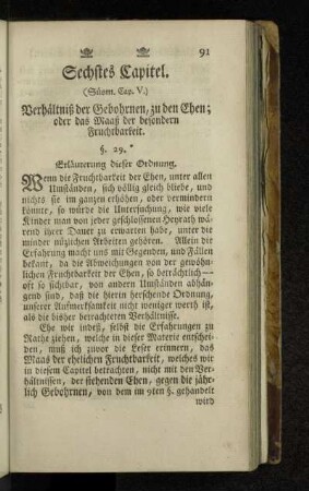 Sechstes Capitel. Verhältnise der Gebohrnen, zu den Ehen; oder das Maaß der besondern Fruchtbarkeit.