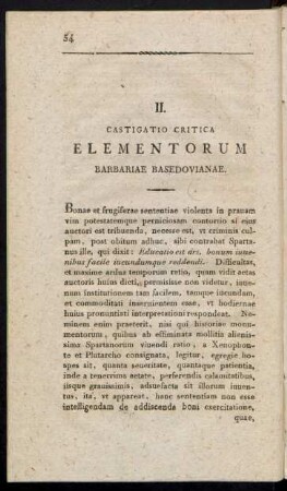II. Castigatio Critica Elementorum Barbariae Basedovianae