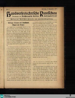 Handwerkstechnische Rundschau, Handwerkstechnische Rundschau