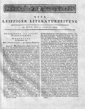 [Fortsetzung:] Ratio Educationis Publicae totiusque Rei Literariae per Regnum Hungariae et Provincias eidem adnexas. Budae (Ofen), typis et sumtibus Regiae Universitatis Hungariae. 1806. XX u. 315 Seiten sammt zwölf Tabellen. gr. 8. Mit einem Kupfer und einer Vignette.