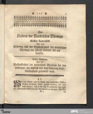 Der Historie der natürlichen Theologie erster Theil.
