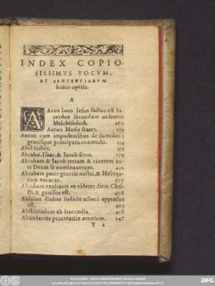 Index Copiosissimus Vocum, Et Sententiarum huius operis.