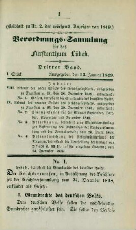 I.-XXXVIV. Stück = 13. Januar 1849-14. Decbr. 1850