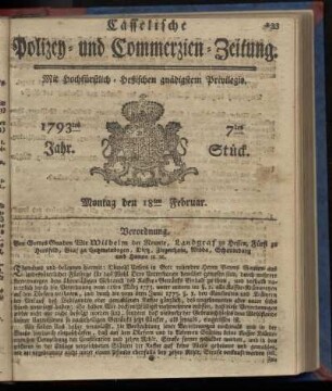 7tes Stueck, Montag den 18ten Februar. 1793