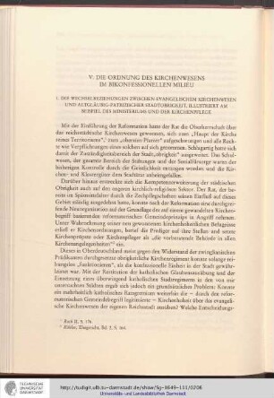 V. Die Ordnung des Kirchenwesens im bikonfessionellen Milieu