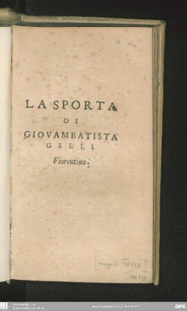 La Sporta di Giovambatista Gelli Fiorentino