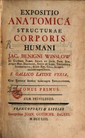 Expositio Anatomica Structurae Corporis Humani, Tomus Primus