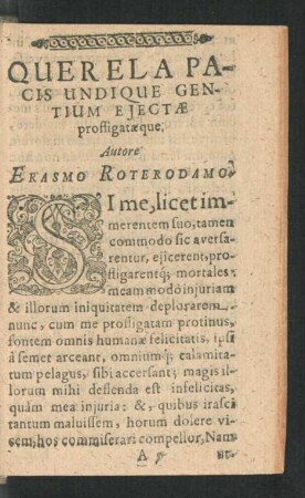 Querela Pacis Undique Gentium Ejectae ...