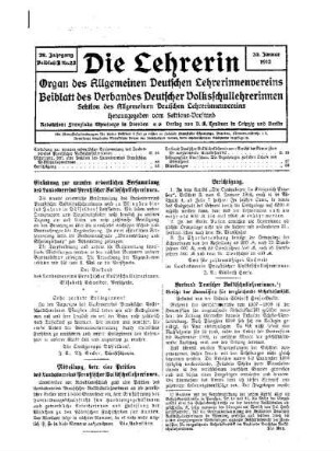 Einladung zur neunten ordentlichen Versammlung des Landesvereins Preußischer Volksschullehrerinnen