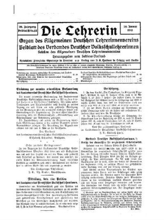 Einladung zur neunten ordentlichen Versammlung des Landesvereins Preußischer Volksschullehrerinnen