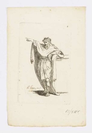 Bärtiger Mann in einem Gewand, Blatt 2 der Folge "Premier Recueill de Figures Drapées"