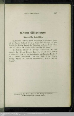 III. Kleinere Mittheilungen
