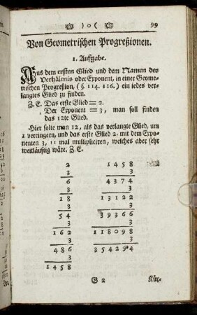 Von geometrischen Progreßionen.