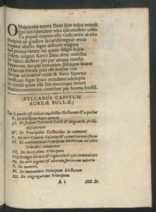 (Syllabus Capitum Aureae Bullae)