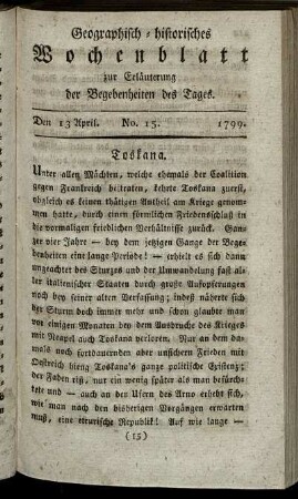 No. 15. Den 13. April. 1799.