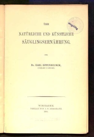 Über natürliche und künstliche Säuglingsernährung