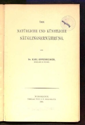 Über natürliche und künstliche Säuglingsernährung