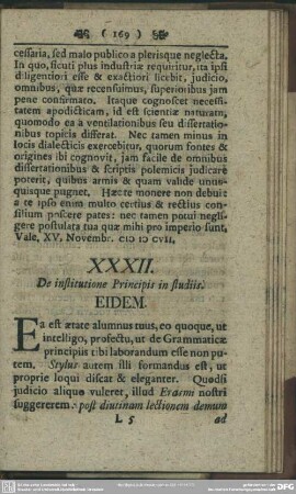 XXXII. De institutione Principis in studiis