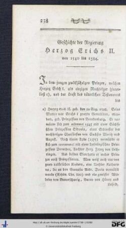 Geschichte der Regierung Herzog Erichs II. von 1540 bis 1584.
