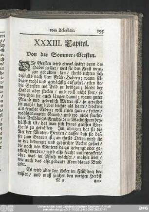 XXXIII. Capitel. Von der Sommer-Gersten.