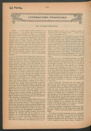 Literatura francesa : El alma fragil