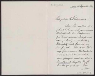 Schreiben an Hermann Muthesius (Brief)