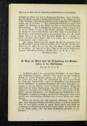 Noch ein Wort über die Behandlung des Kirchenliedes in der Volksschule