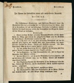Im Namen der helvetischen einen und untheilbaren Republik