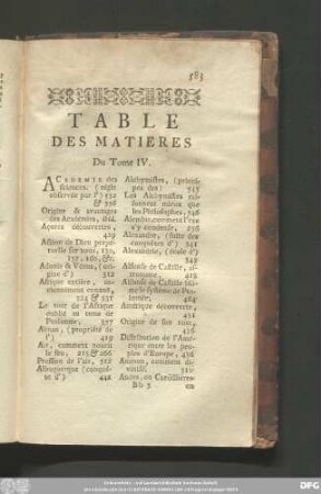 Table Des Matieres Du Tome IV.