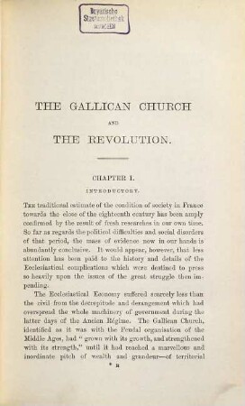 The Gallican Church and the Revolution : A Sequel to the "History of the Church of France from the Concordat of Bologna to the Revolution"