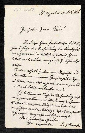 Brief von Ferdinand Krauss an Kees