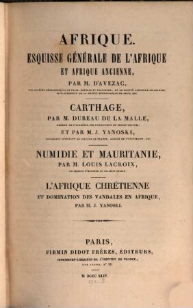 Afrique : esquisse générale de l'Afrique et Afrique ancienne