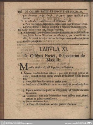 Tabula XI. De Ossibus Faciei, & speciatim de Maxillis