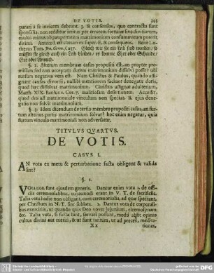 Titulus Quartus. De Votis