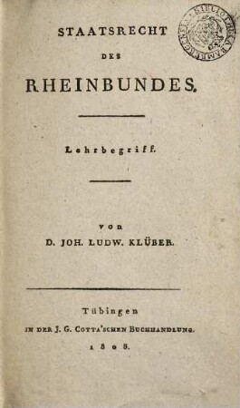 Staatsrecht des Rheinbundes : Lehrbegriff