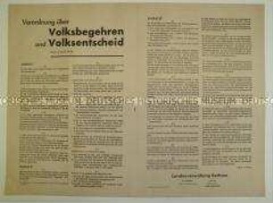 Maueranschlag mit Verordnung der Landesverwaltung Sachsen über Volksbegehren und Volksentscheid