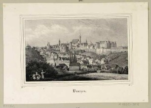 Stadtansicht von Bautzen in Ostsachsen aus nördlicher Richtung, aus der Zeitschrift Saxonia 1837