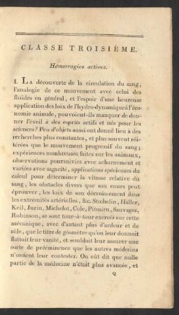 Classe Troisième. Hémorragies actives
