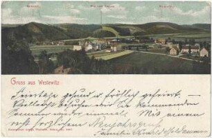 Großweitzschen-Westewitz. Ortsansicht, kolorierte Ansichtskarte