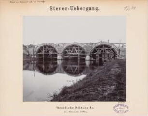 Dortmund-Ems-Kanal. Kanalbrücke über die Stever, Daldrup: Westliche Stirnseite, Errichtung der Gewölbe