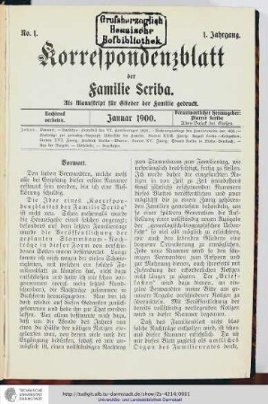 No.1 - Januar 1900