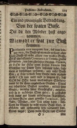 Ein und zwantzigste Betrachtung. Von der spaten Busse.