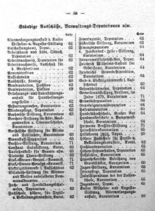 Ständige Ausschüsse, Verwaltungs-Deputationen usw.