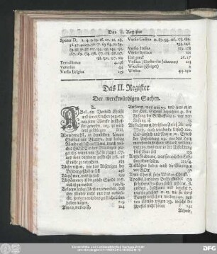 Das II. Register Der merckwürdigen Sachen.